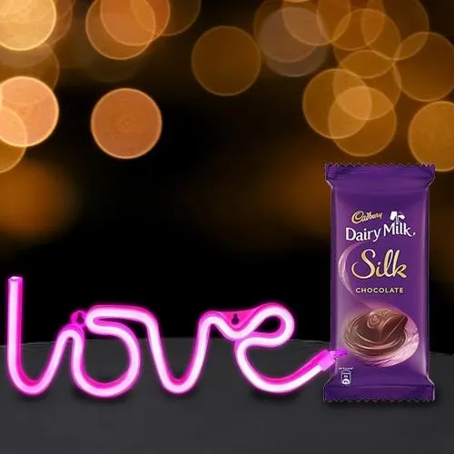 Impressive Neon Love Lamp N Chocolate Gift Combo