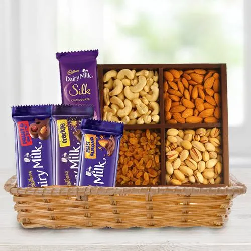 Deliver Crunchy Dry Fruits with Assorted Cadbury Chocolates