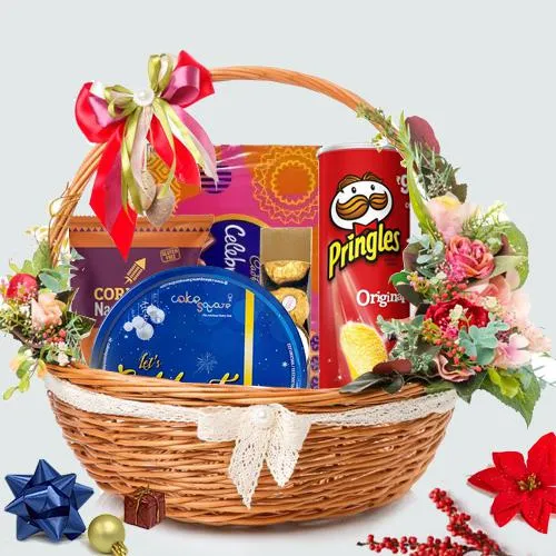 Sweet Decadence Basket with Pringles for Xmas