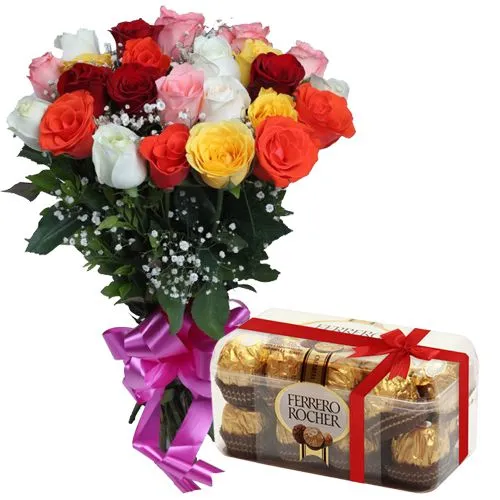 Deliver Roses and Ferrero Rocher Chocolates