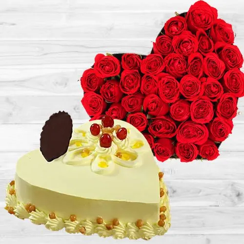Love N Only Love Cake N Roses Gift Combo