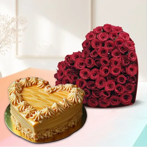 Love N Only Love Cake N Roses Gift Combo