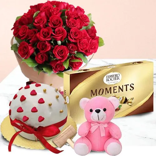 Special Dutch Roses Bouquet Love Ball Pinata Cake Ferrero Moments n Teddy