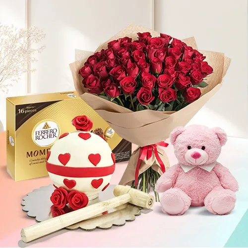 Special Dutch Roses Bouquet Love Ball Pinata Cake Ferrero Moments n Teddy