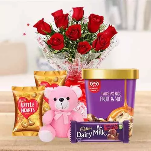 Deliver Rosy Treat of Kwality Walls Ice Cream with Chocolates n Teddy