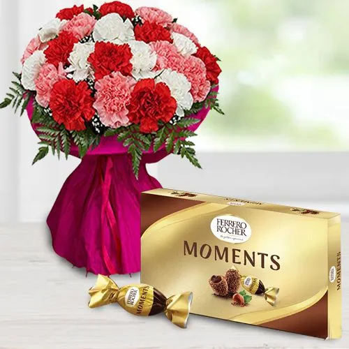 Auspicious Mixed Carnations Bouquet with Ferrero Rocher Moment