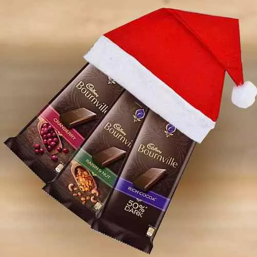 Delicious Cadbury Bournville Chocolate in Santa Clause Cap
