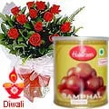 Red Roses with Gulab Jamun