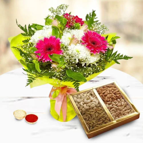 Mixed Flower Bouquet with Dry Fruits 