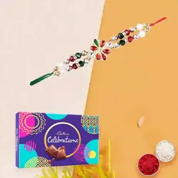 Four Rakhi with Cadburys Celebration Chocolates Pack