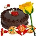 A Rose, Cake with Free Rakhi 