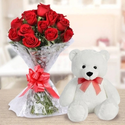 Dutch Red Roses n Huggable 12 inch Teddy Bear