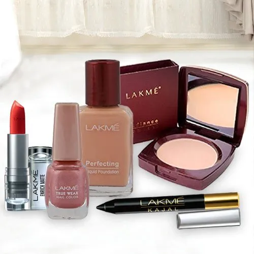 Send Compact, Nail Polish, Lipstick, Foundation and Kajal from Lakme