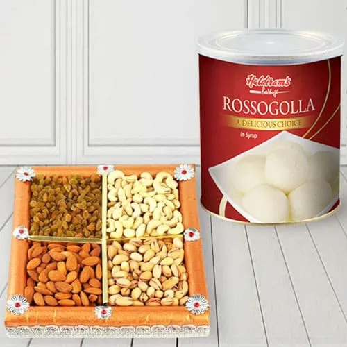 Delectable Haldirams Rasgulla with Assorted Dry Fruits