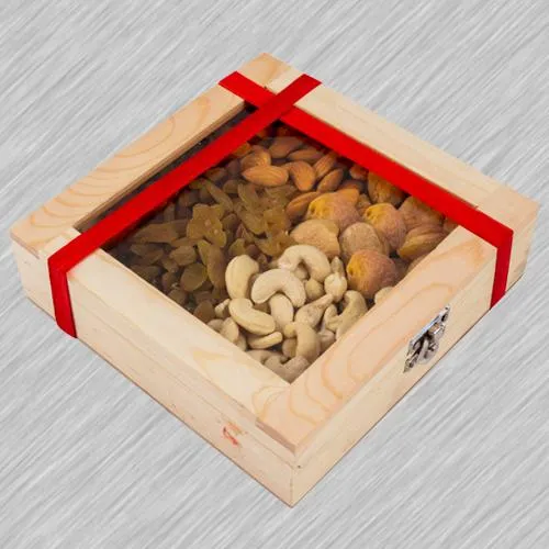 Deliver Treasured Wooden Gifts Box of Assorted Dry Fruits