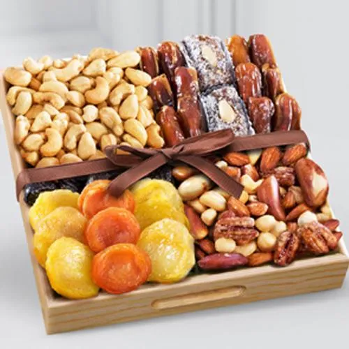 Healthy Snacks time Dry Fruits in a Wooden Tray