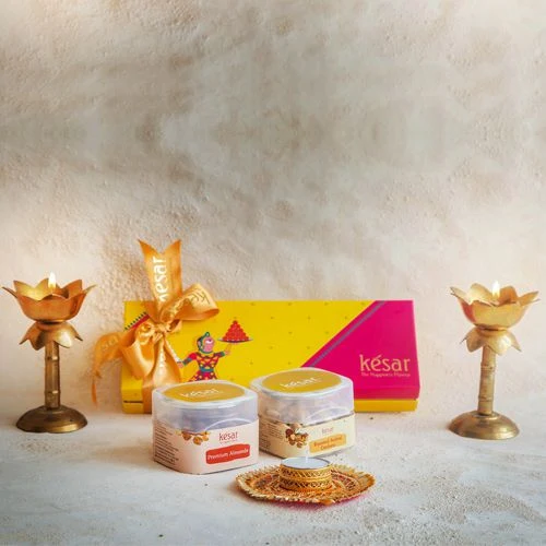 Sending Special Almond N Cashew with Candle Gift Box from Kesar
