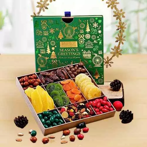 Festive Greetings Tropical Dry Fruits with Dragees Tray