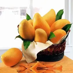 Order Best Quality Mangoes decorated in Basket for Mom 