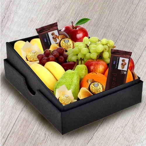 Deliver Enticing Fresh Fruits n Chocolates Gift Box for Mothers Day 