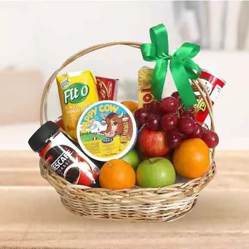 Pleasant Fresh Fruits N Gourmet Essentials Gift Basket