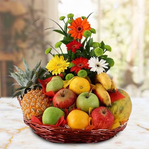 Premium Fruits n Flowers Gift Basket