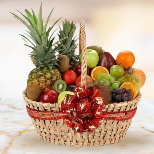 Flavourful Mixed Fruit Basket with Handle