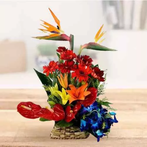 Exclusive Mixed Color Flowers Basket