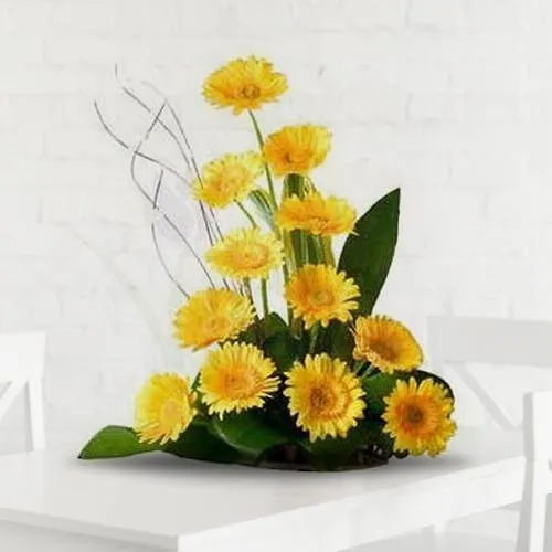 Dispatch Pretty Arrangement of Yellow Gerberas for Mothers Day 