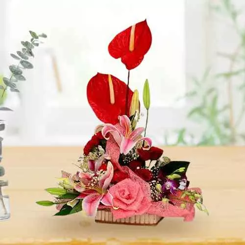 Delightful Mixed Flowers Basket