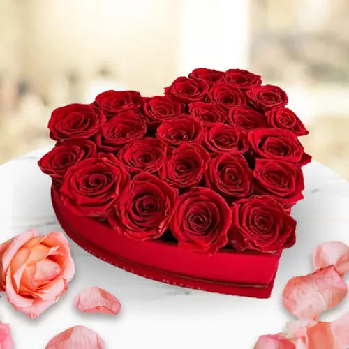 Deliver Heart Shaped Roses Arrangement 