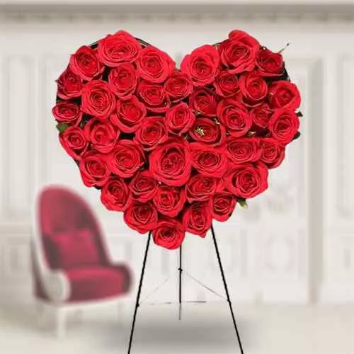 Red Roses in a bonny Heart Shape arrangement