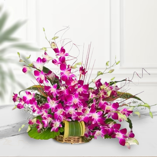 Deliver Imported Orchids Bouquet with Assorted Sweets