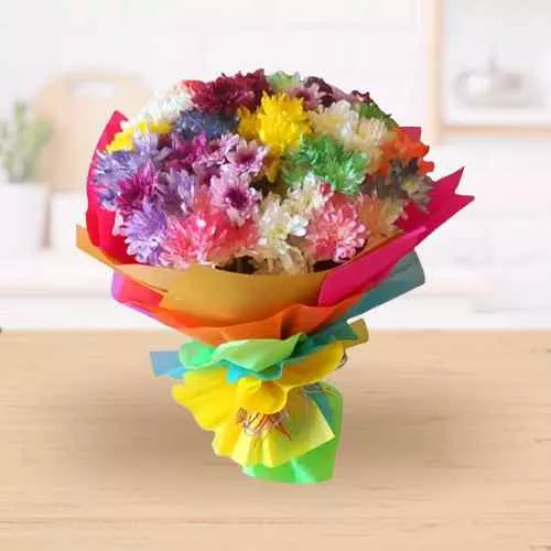 Get Bouquet of Multicolored Carnations Online