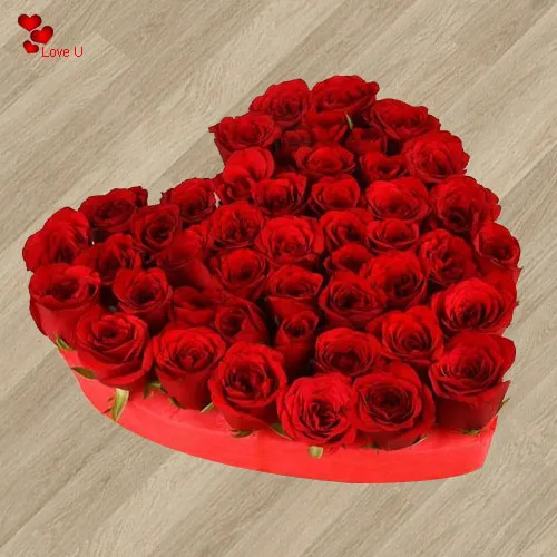 101 Exclusive Dutch Red Roses in  Heart Shaped Arrangement