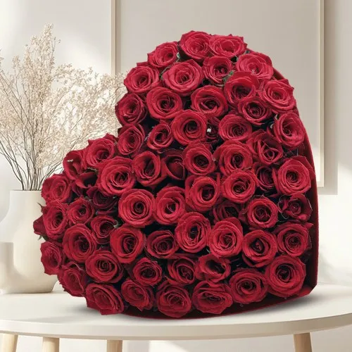 101 Exclusive Dutch Red Roses in  Heart Shaped Arrangement