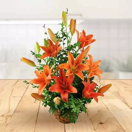 Send Lilies Arrangement and Assorted Cadburys Chocolate Online