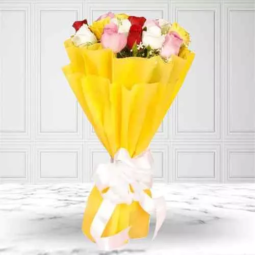 Buy Mixed Roses Bouquet and Cadbury Celebrations Pack Online