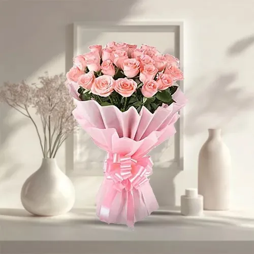 Shop Bouquet of 30 Peach / Pink Roses and Assorted Cadbury Chocolates