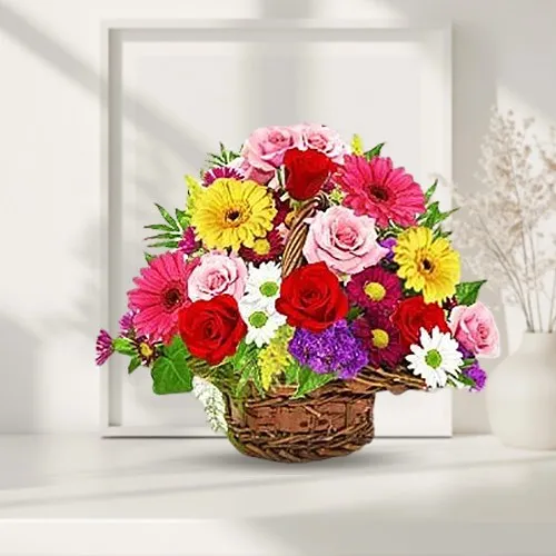 Basket of Sizzling Mixed Flowers