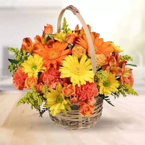 Sending Basket of Shiny Mixed Flowers Online