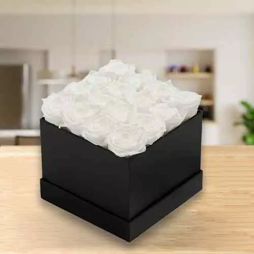 Shop Black Box of Stark White Roses