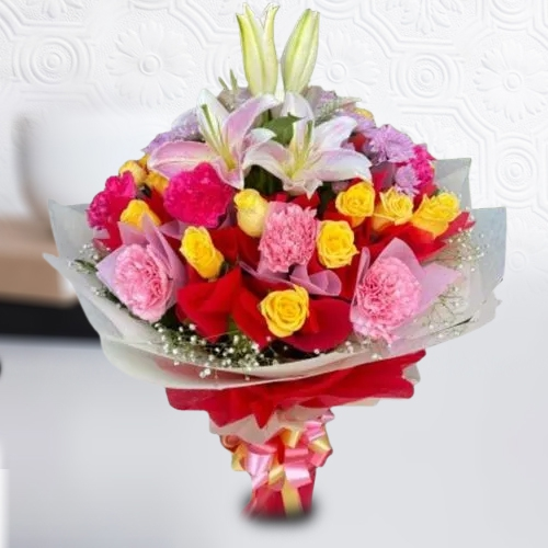 Joyful Hand Bouquet of Assorted Flowers
