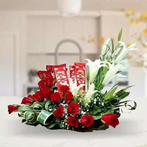 Send Amazing Bouquet of Mixed Flowers with KitKat