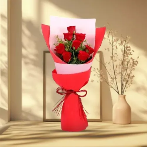 Deliver Dutch Roses Tissue Wrapped Bouquet