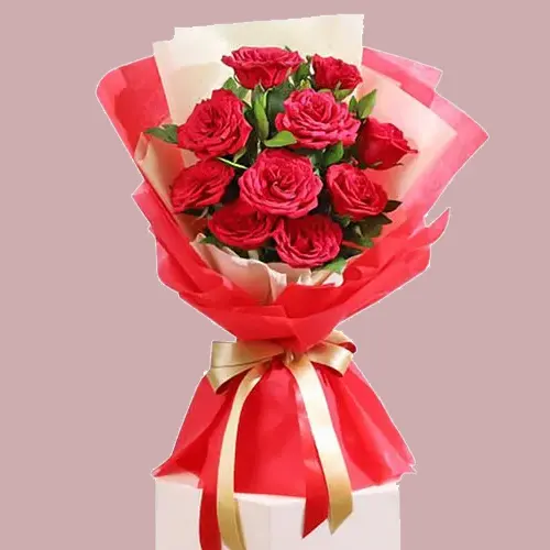 Premium Red Roses Tissue Wrapped Bouquet
