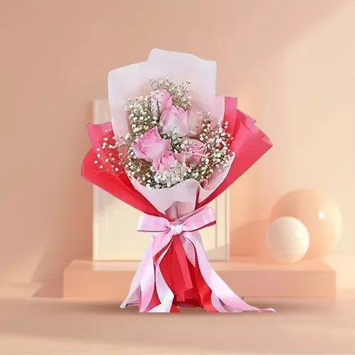 Ship Glorious Bouquet of Pink Roses with Fillers