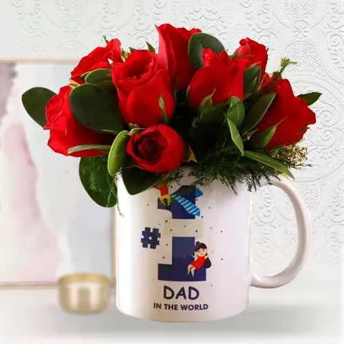 Gorgeous Roses in No. 1 Dad Printed Mug