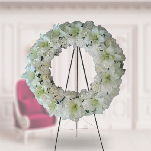 Fresh White Flowers Sympathy Wreath