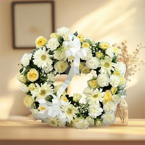 Fresh White N Yellow Flowers Wreath